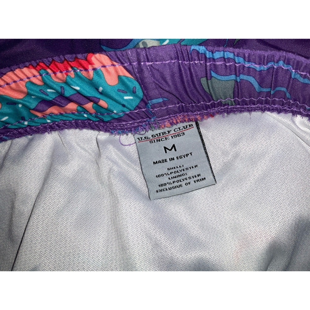 NWT Men's U.S. Surf Club Oahu, Hawaii Shark Donut Floaty Purple Swim Trunks - M - Picture 6 of 6